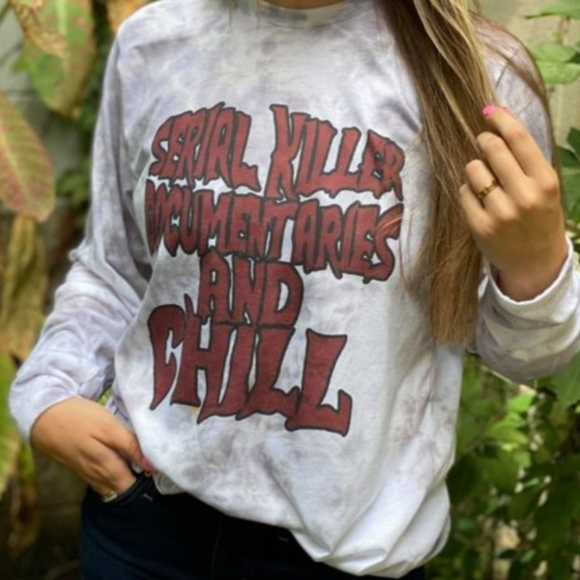 Women's Long Sleeve Serial Killer Documentary and Chill Shirt - Picture 3 of 3